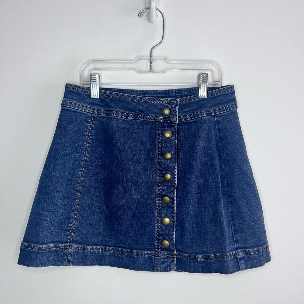 Free People Denim Skirt with Snaps Down the Front Size 2